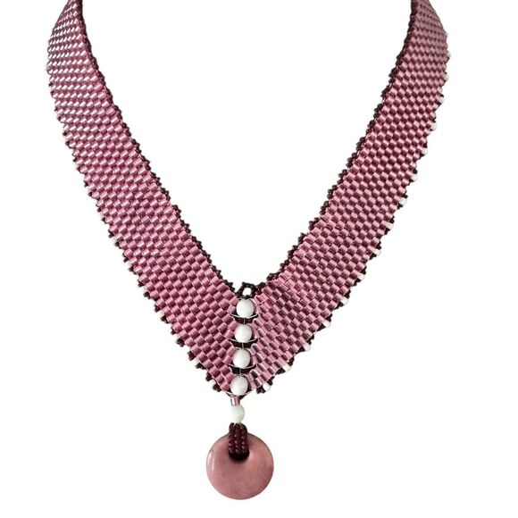 Boho Style Pink Seed Bead Necklace - Picture 1 of 5
